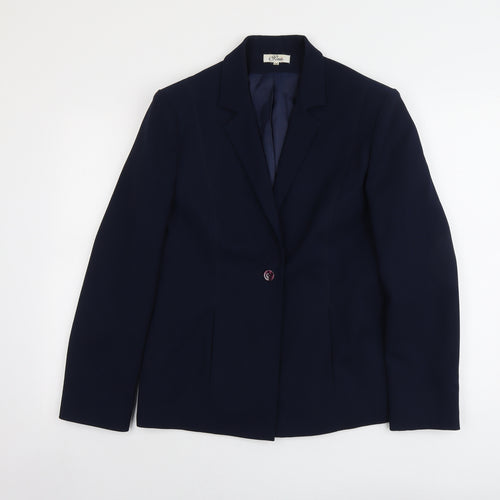 Peuvie Womens Blue Polyester Jacket Suit Jacket Size 14