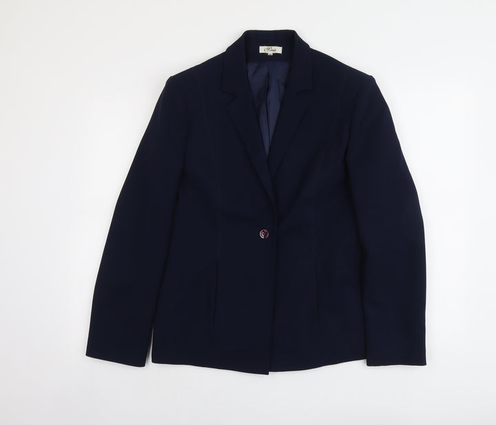 Peuvie Womens Blue Polyester Jacket Suit Jacket Size 14