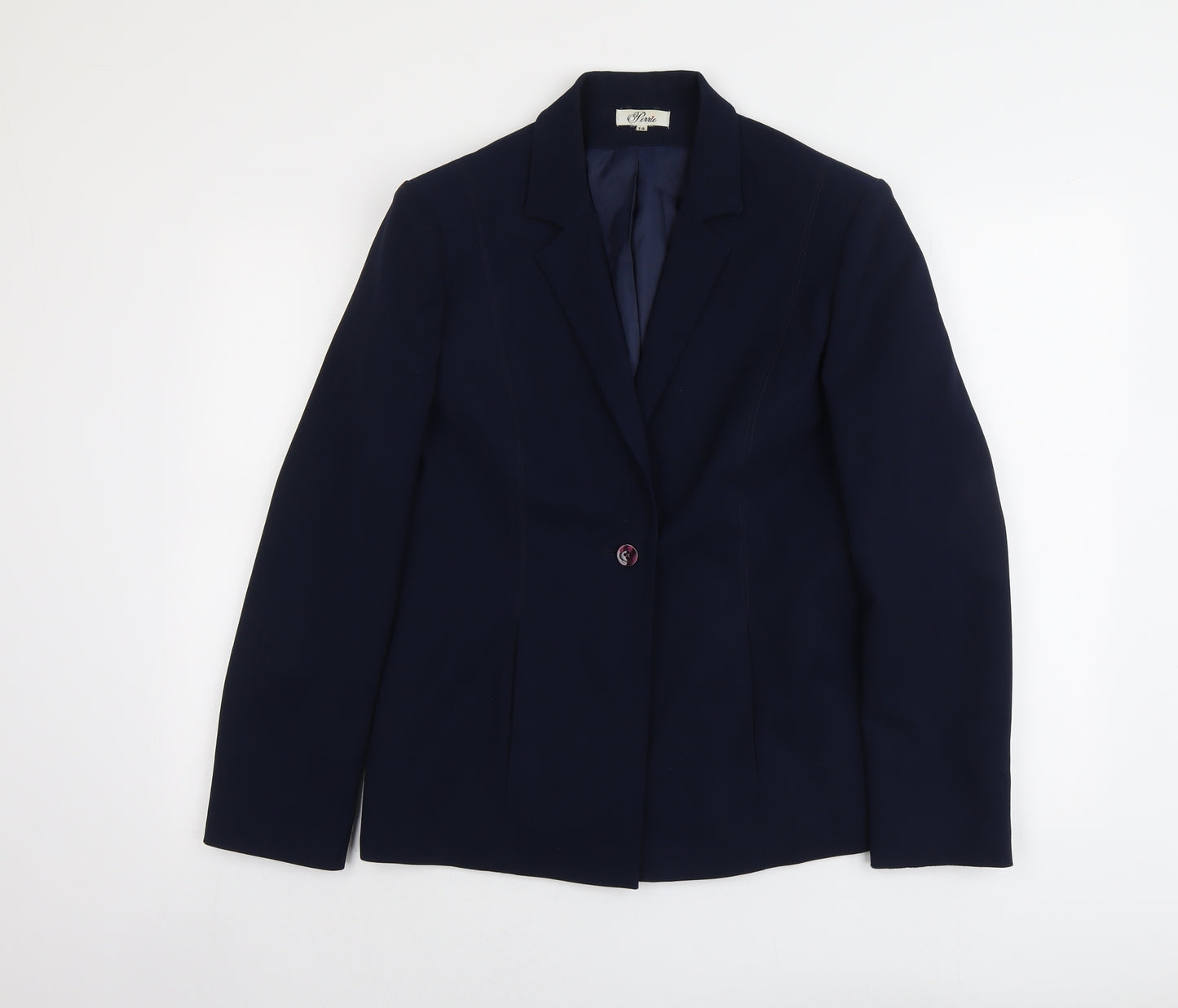 Peuvie Womens Blue Polyester Jacket Suit Jacket Size 14