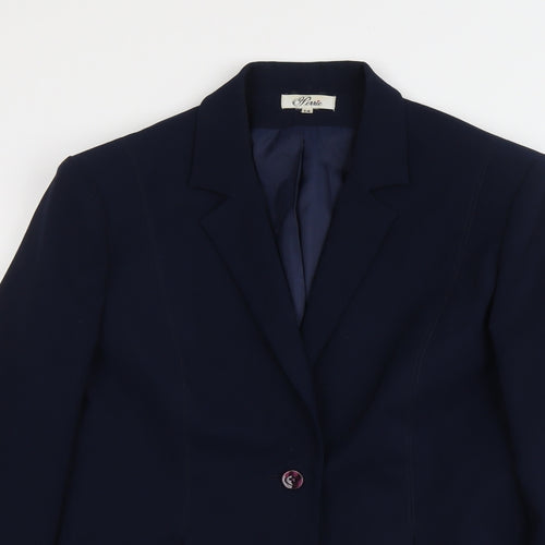 Peuvie Womens Blue Polyester Jacket Suit Jacket Size 14