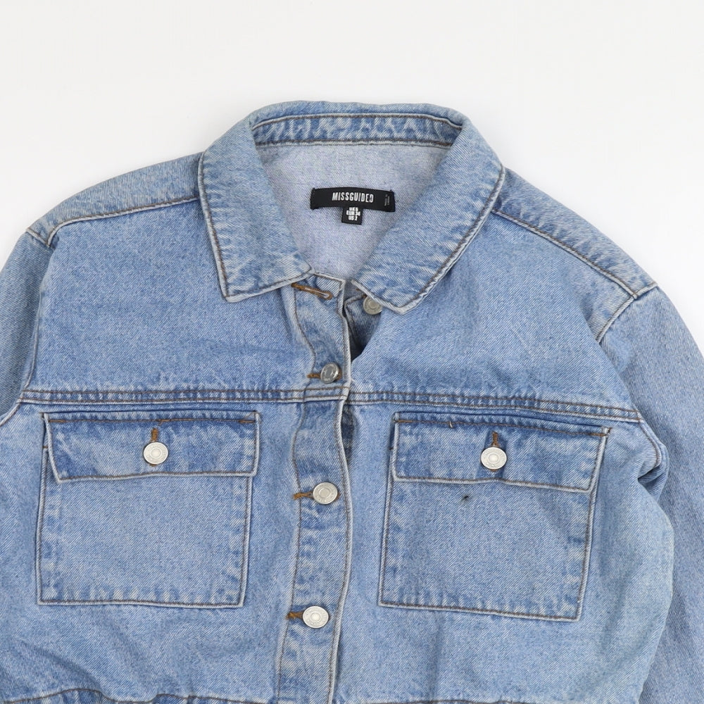 Missguided Womens Blue Jacket Size 6 Button