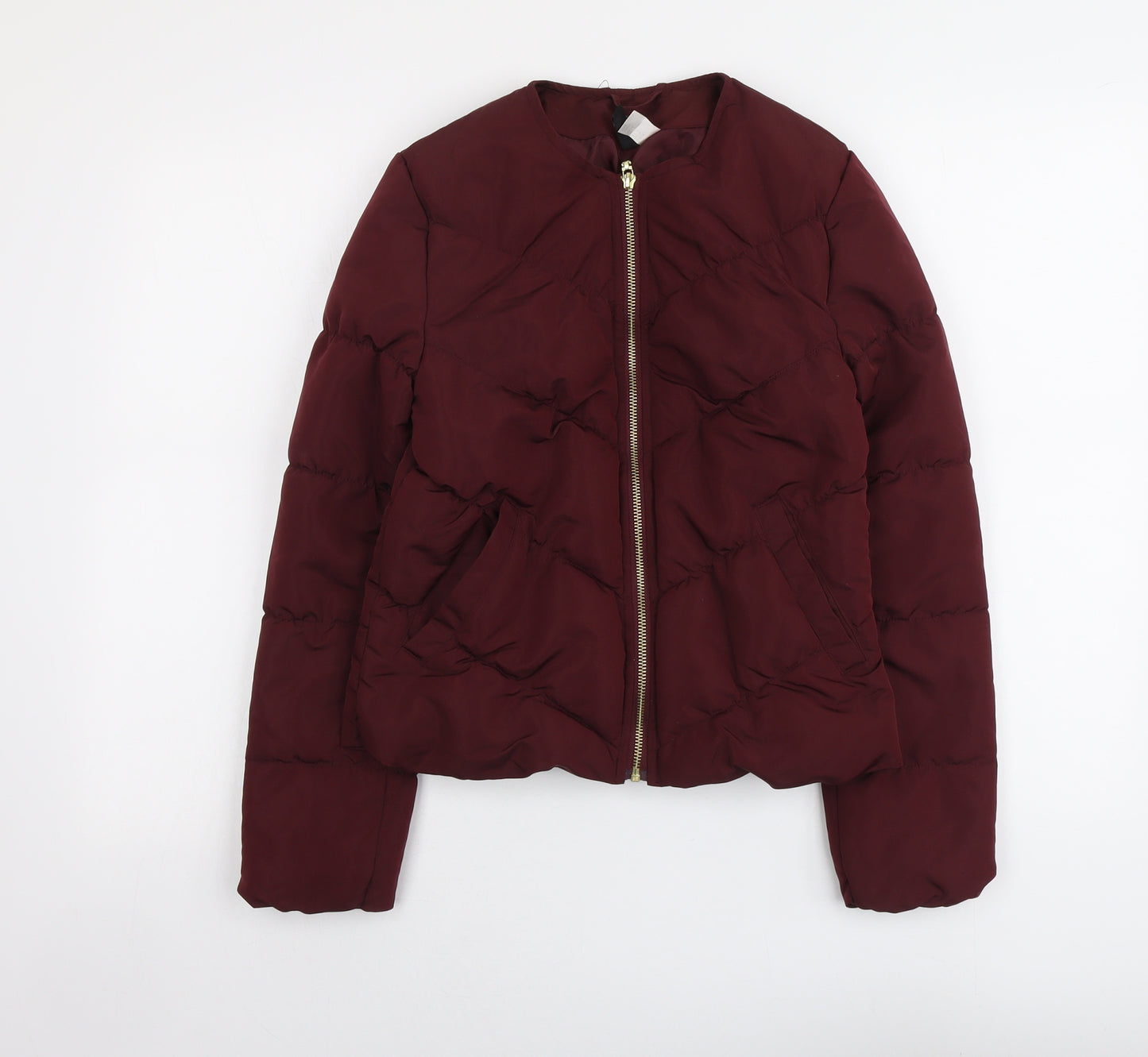 H&M Womens Red Puffer Jacket Jacket Size 6 Zip