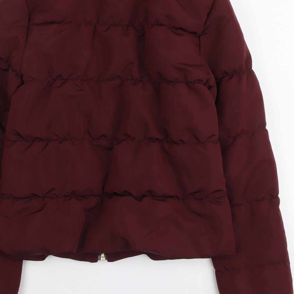 H&M Womens Red Puffer Jacket Jacket Size 6 Zip