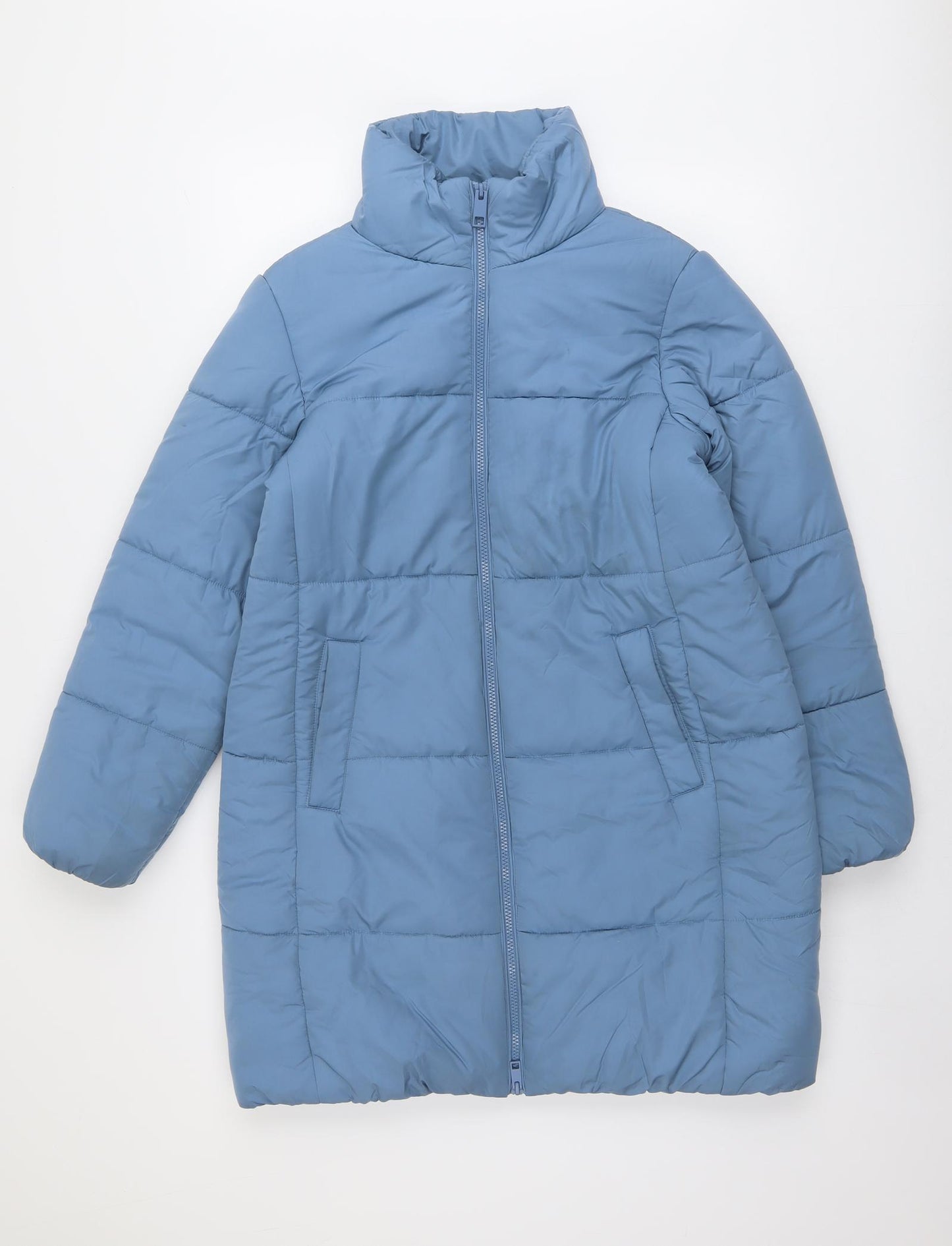 Marks and Spencer Womens Blue Quilted Coat Size 10 Zip
