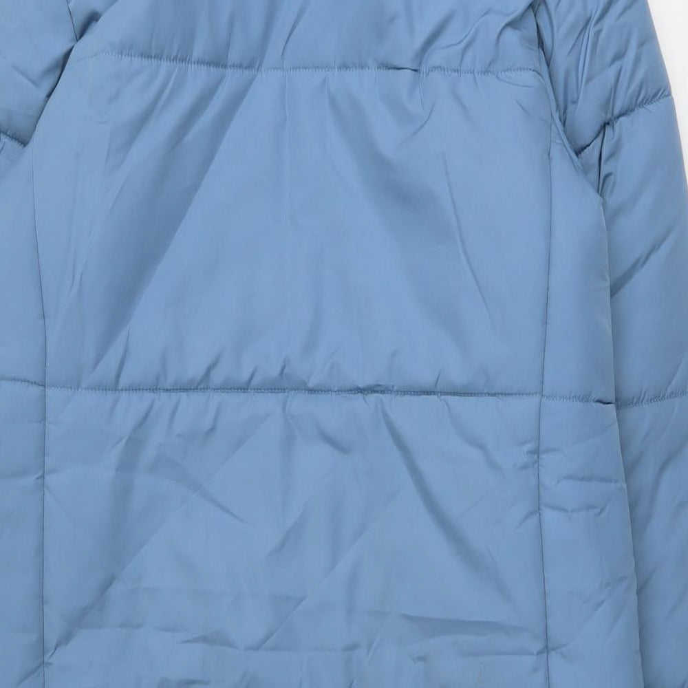 Marks and Spencer Womens Blue Quilted Coat Size 10 Zip