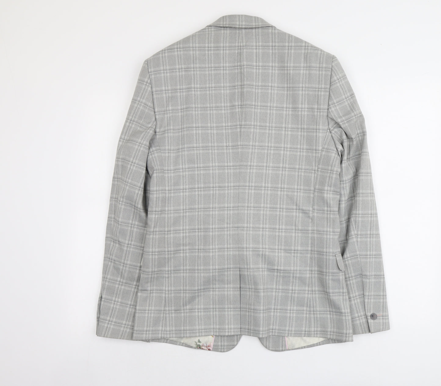 River Island Mens Grey Geometric Polyester Jacket Suit Jacket Size M Regular