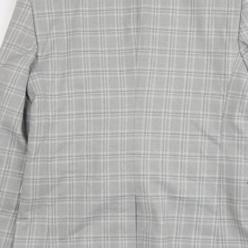 River Island Mens Grey Geometric Polyester Jacket Suit Jacket Size M Regular