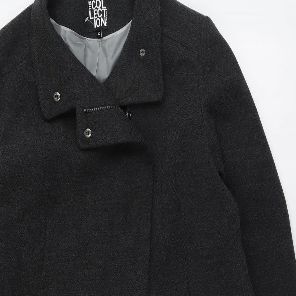 Debenhams Womens Grey Overcoat Coat Size 12 Zip