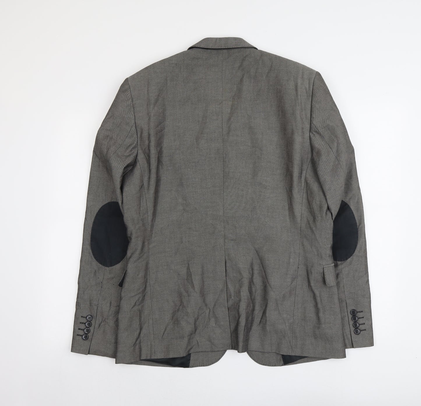 H&M Mens Grey Geometric Cotton Jacket Suit Jacket Size L Regular