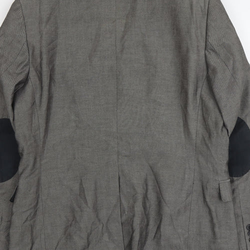 H&M Mens Grey Geometric Cotton Jacket Suit Jacket Size L Regular