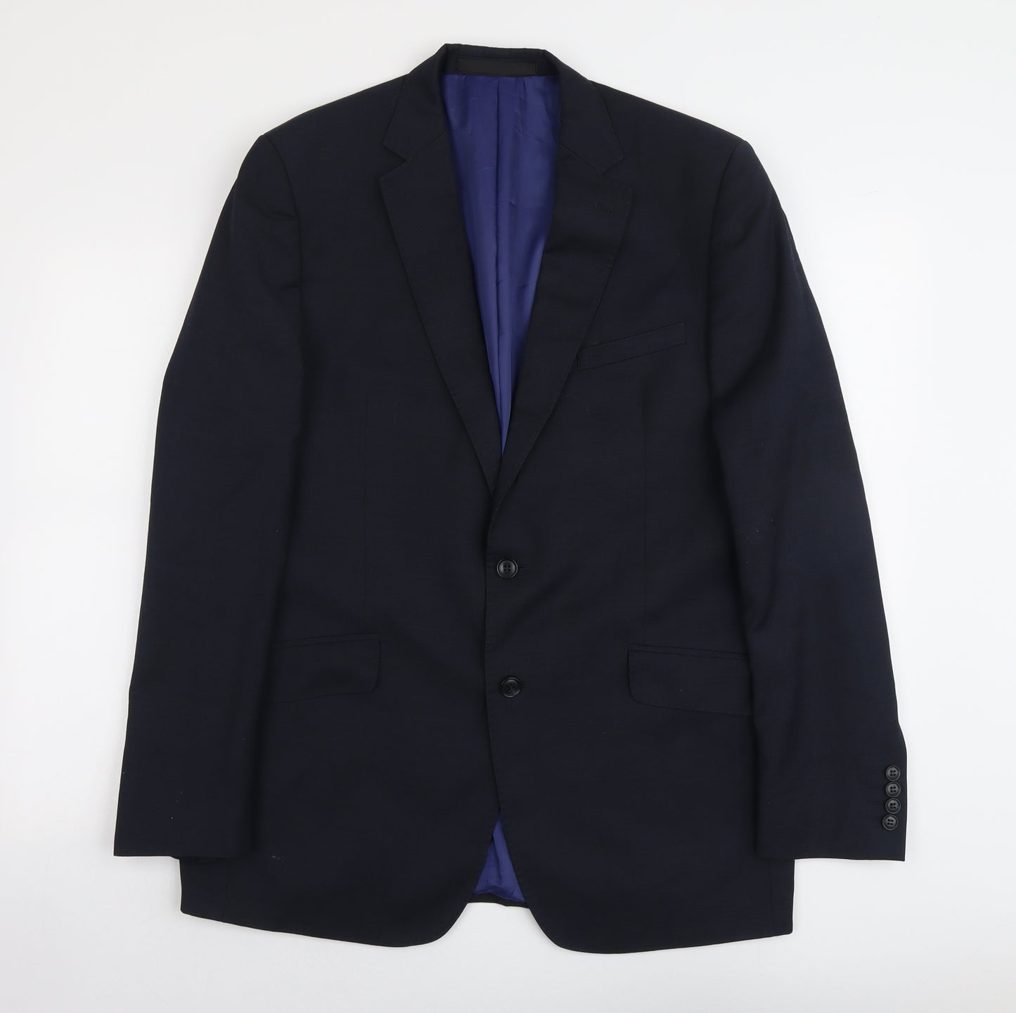 Marks and Spencer Mens Blue Wool Jacket Suit Jacket Size L Regular