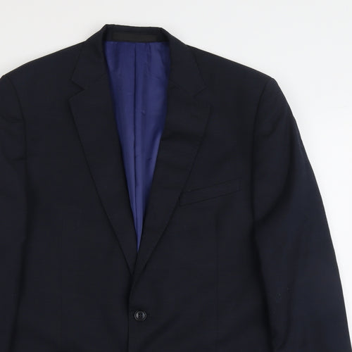 Marks and Spencer Mens Blue Wool Jacket Suit Jacket Size L Regular