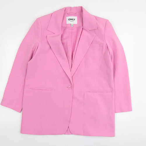 Only Womens Pink Polyester Jacket Suit Jacket Size 12