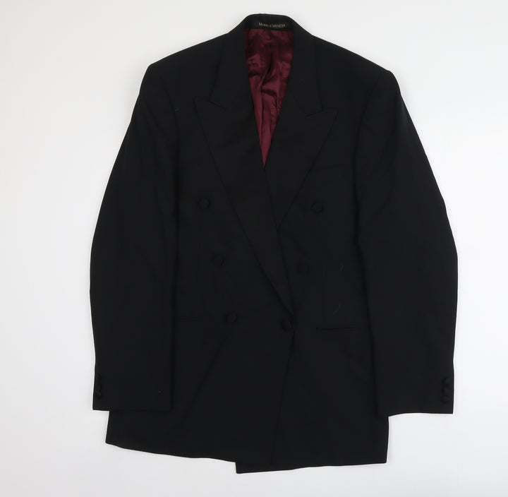 Marks and Spencer Mens Black Polyester Jacket Suit Jacket Size L Regular