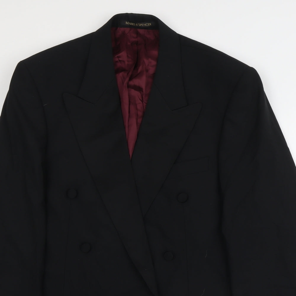 Marks and Spencer Mens Black Polyester Jacket Suit Jacket Size L Regular