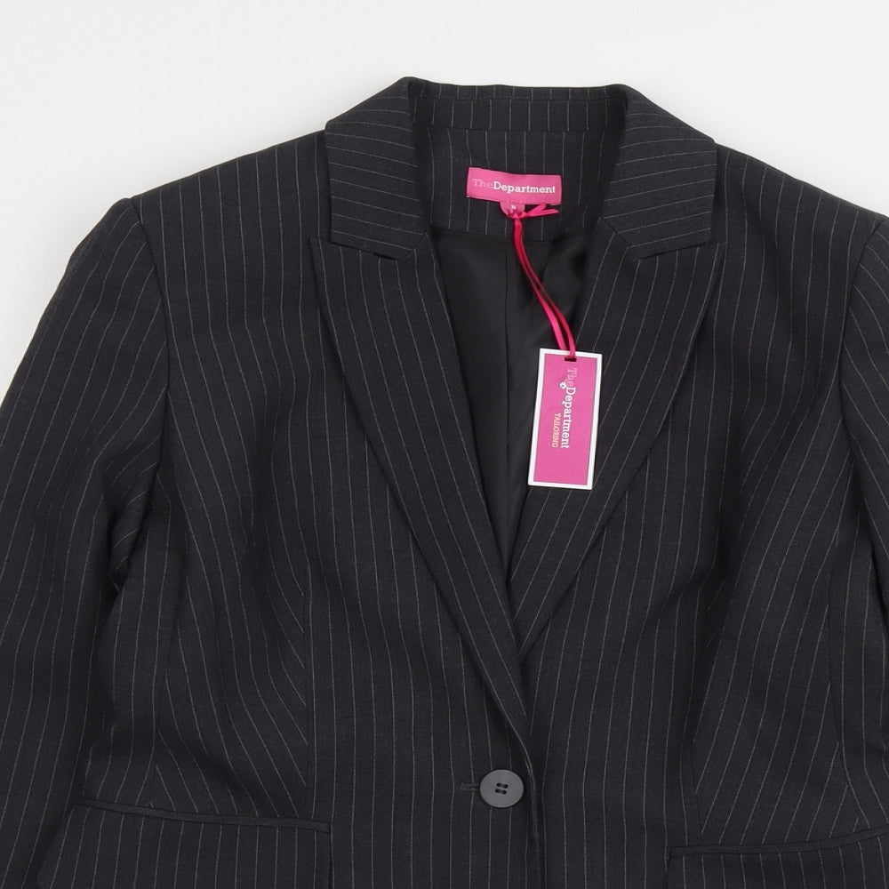 The Department Womens Grey Striped Polyester Jacket Suit Jacket Size 8