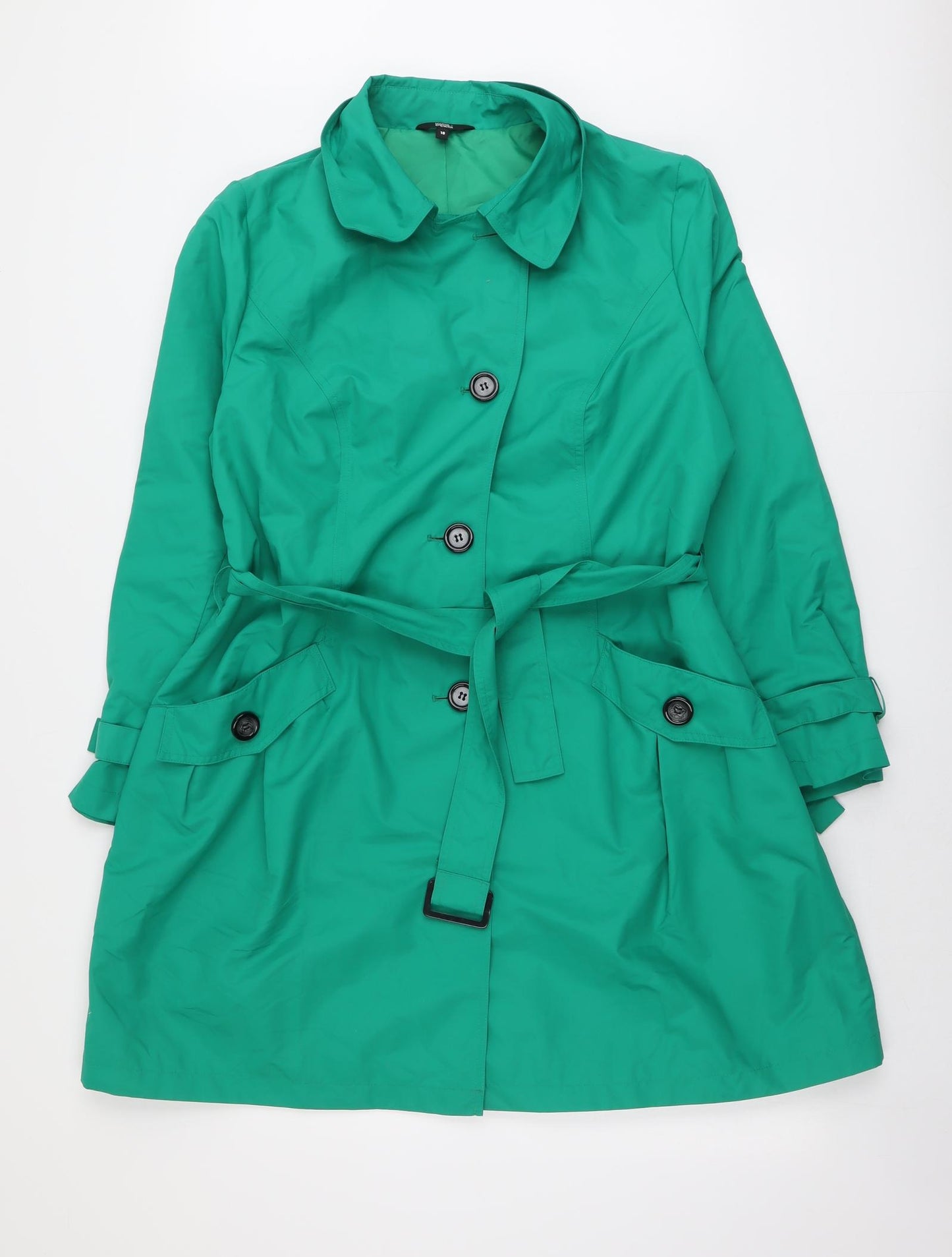 Marks and Spencer Womens Green Trench Coat Coat Size 18 Button