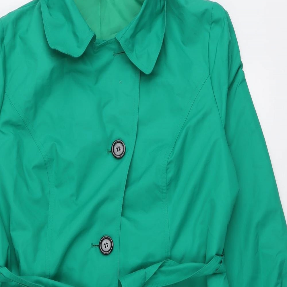 Marks and Spencer Womens Green Trench Coat Coat Size 18 Button