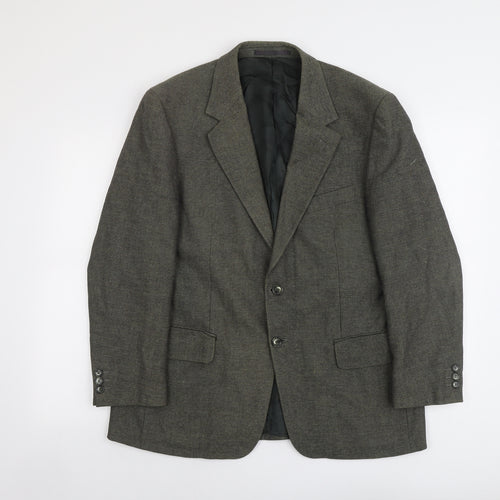 Brook Taverner Mens Green Geometric Wool Jacket Suit Jacket Size L Regular