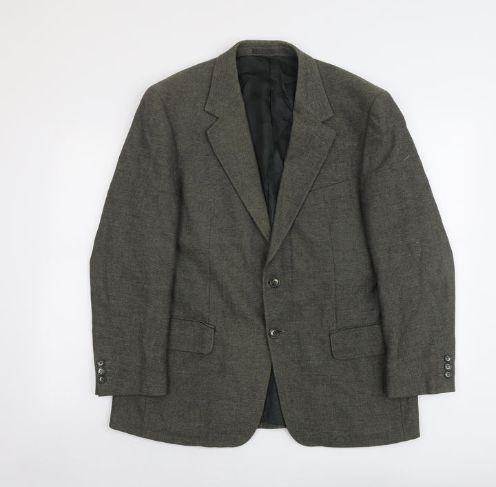 Brook Taverner Mens Green Geometric Wool Jacket Suit Jacket Size L Regular