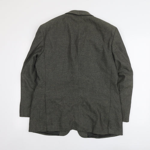 Brook Taverner Mens Green Geometric Wool Jacket Suit Jacket Size L Regular