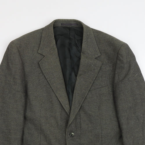 Brook Taverner Mens Green Geometric Wool Jacket Suit Jacket Size L Regular