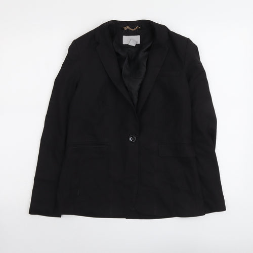 H&M Womens Black Polyester Jacket Suit Jacket Size 8