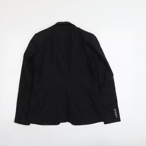H&M Womens Black Polyester Jacket Suit Jacket Size 8
