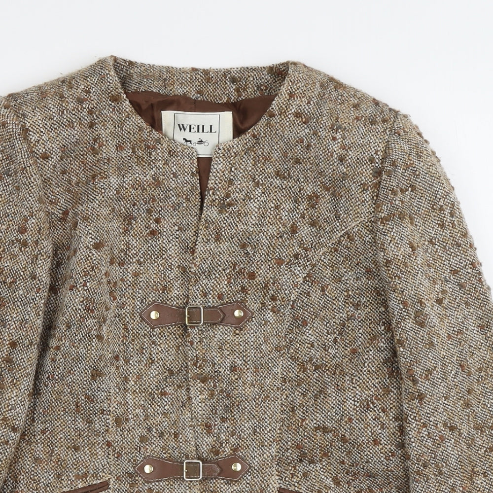 WEILL Womens Beige Geometric Jacket Size 14 Toggle