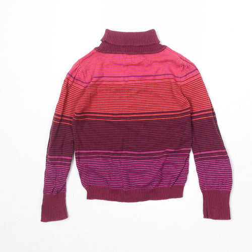 Marks and Spencer Girls Multicoloured Roll Neck Striped Cotton Pullover Jumper Size 4-5 Years Pullover