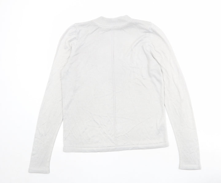 Marks and Spencer Womens Grey Mock Neck Acrylic Pullover Jumper Size 12