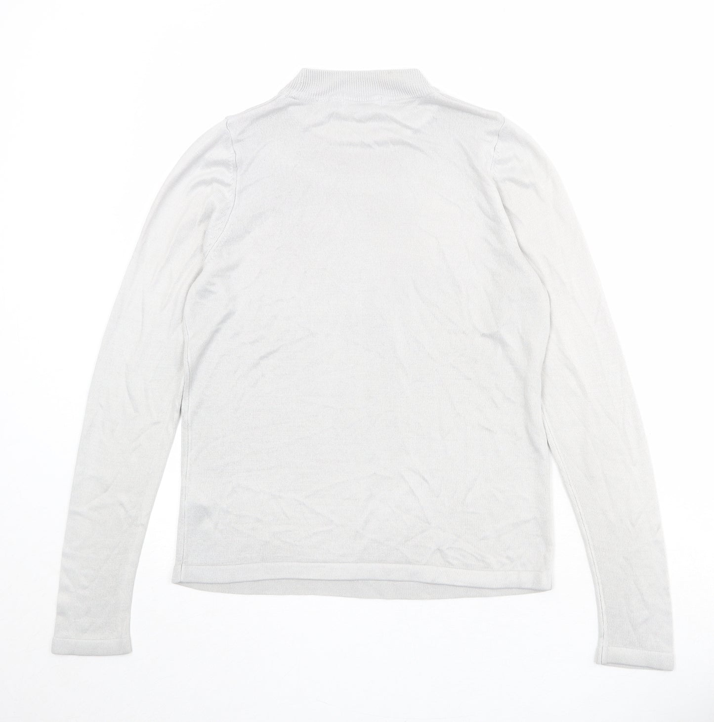 Marks and Spencer Womens Grey Mock Neck Acrylic Pullover Jumper Size 12
