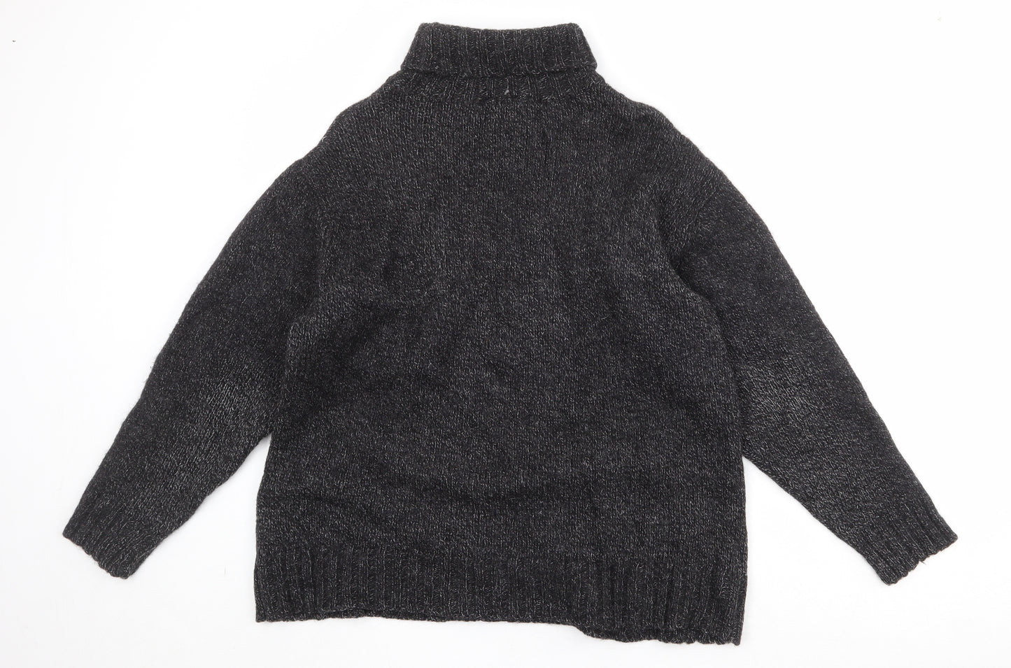 Burton Mens Black Roll Neck Geometric Wool Pullover Jumper Size XL Long Sleeve