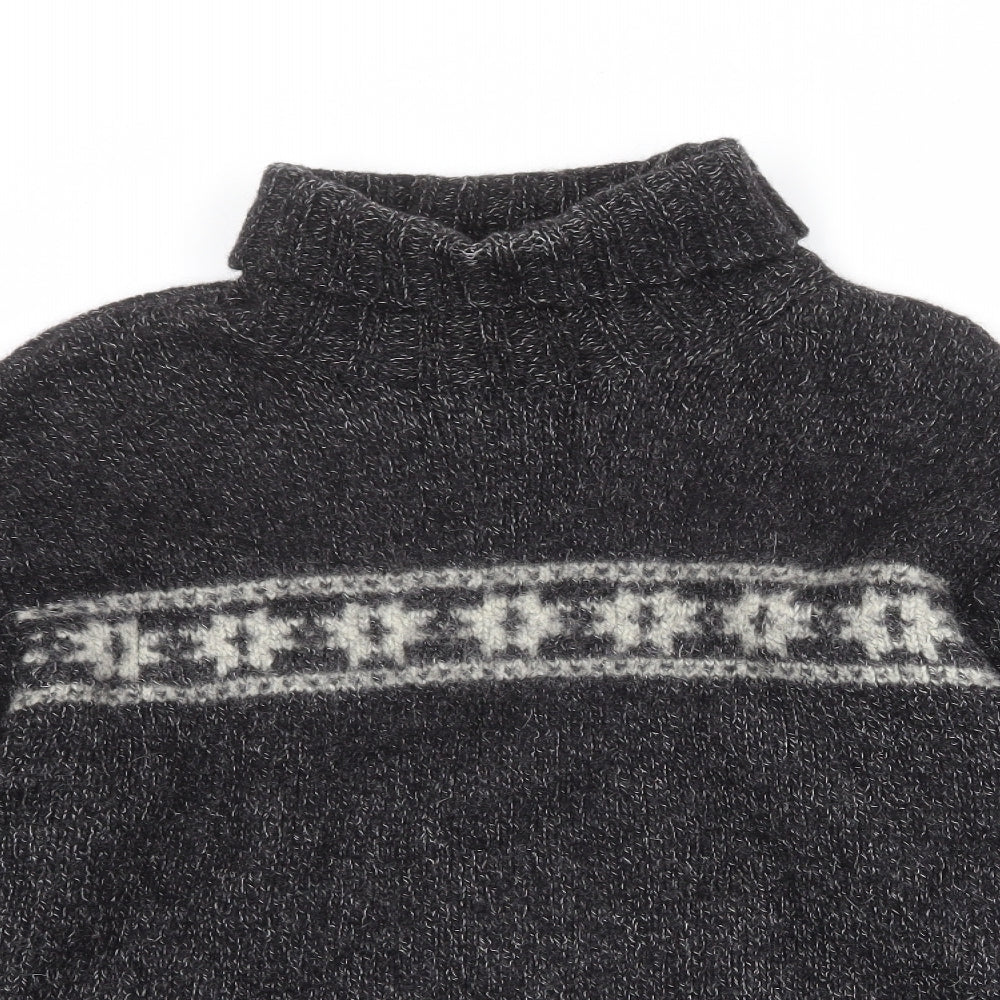 Burton Mens Black Roll Neck Geometric Wool Pullover Jumper Size XL Long Sleeve