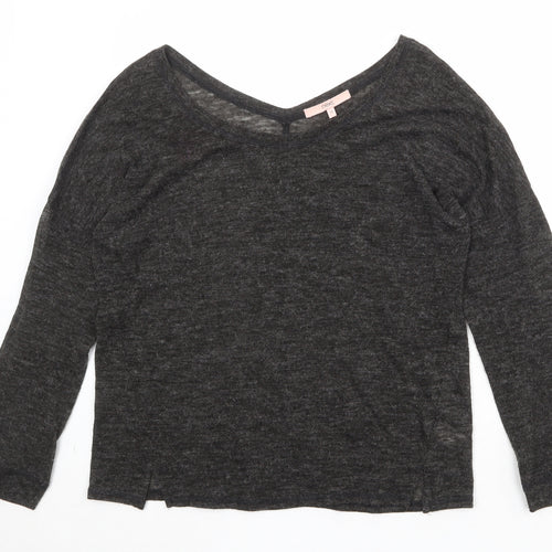 NEXT Womens Black V-Neck Acrylic Pullover Jumper Size 12
