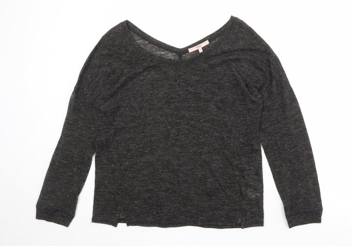 NEXT Womens Black V-Neck Acrylic Pullover Jumper Size 12