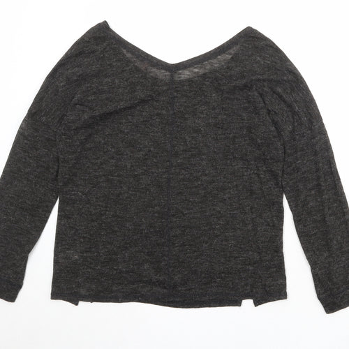 NEXT Womens Black V-Neck Acrylic Pullover Jumper Size 12