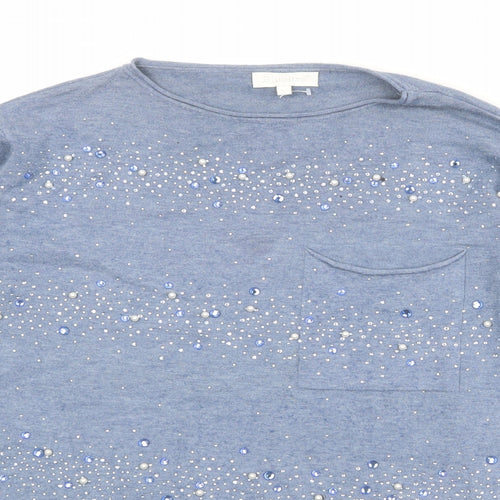 Bluotre Womens Blue Round Neck Viscose Pullover Jumper Size 10