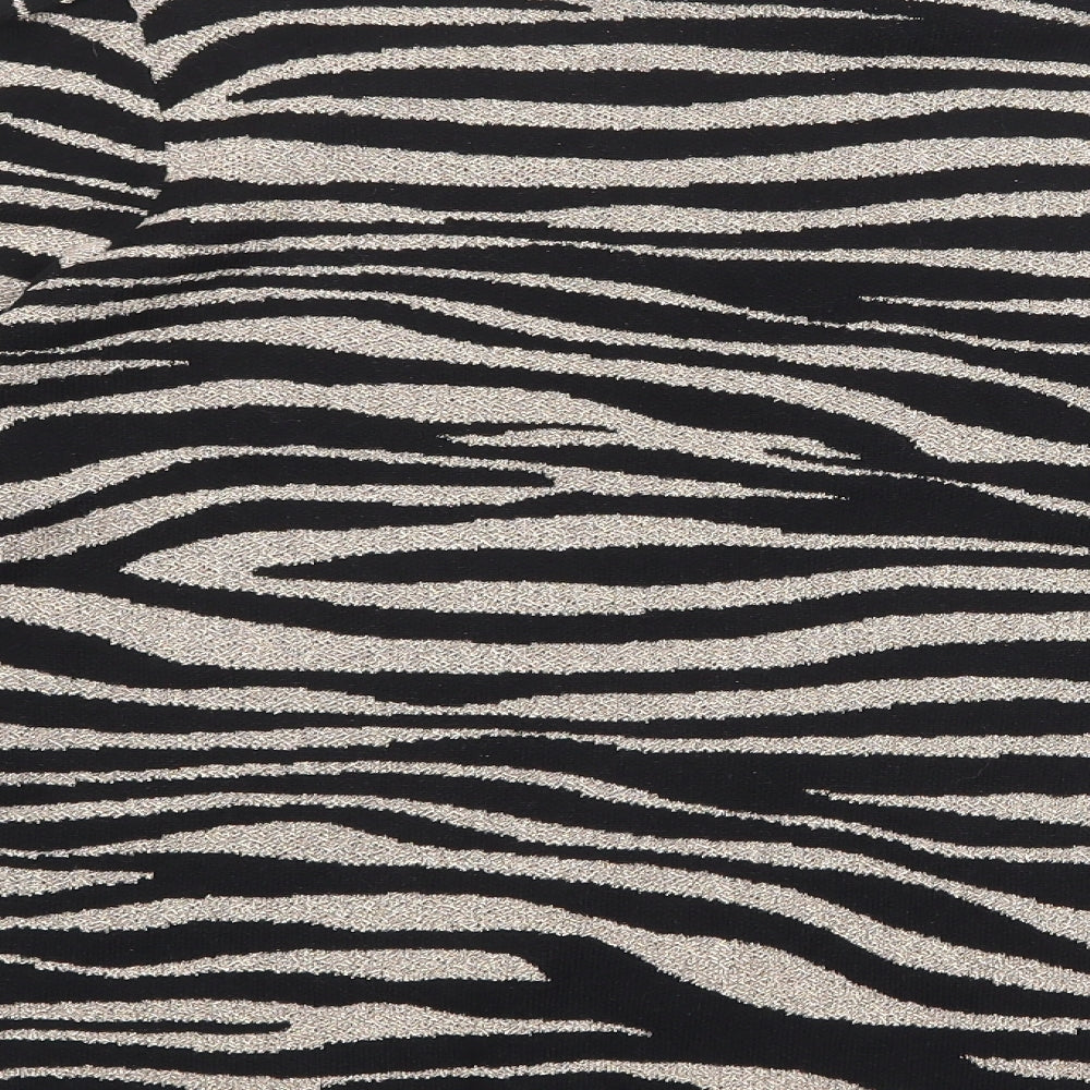 NEXT Womens Black Round Neck Animal Print Cotton Pullover Jumper Size M - Tiger Print