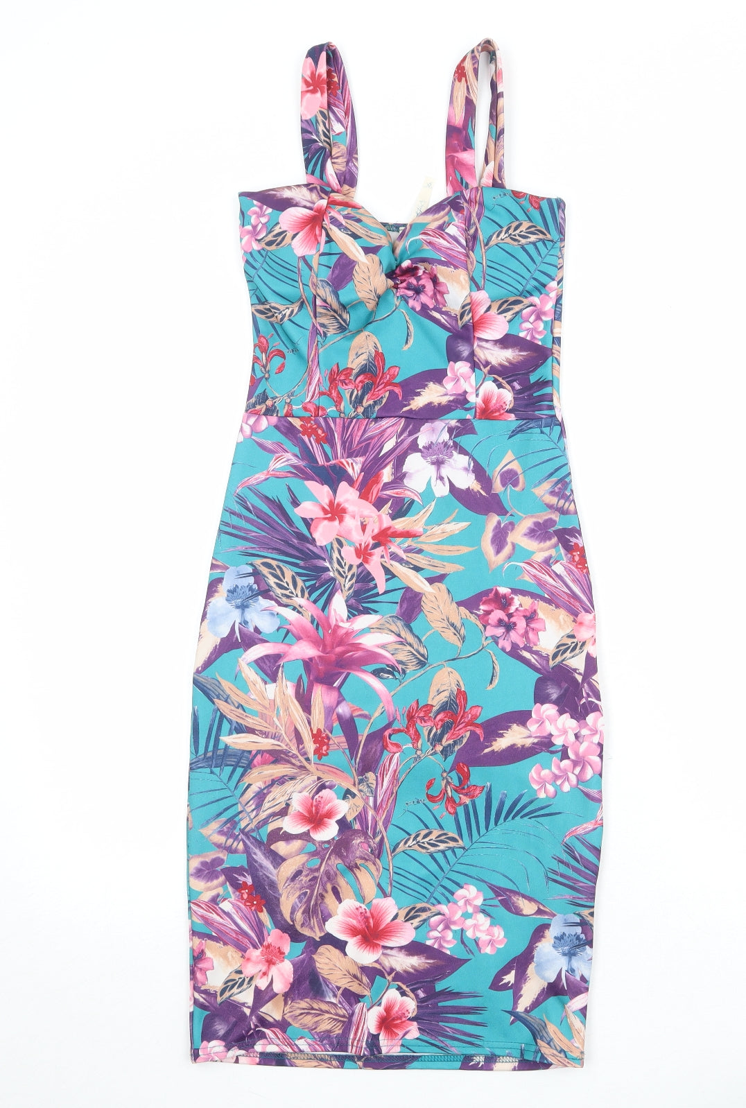 Blue Vanilla Womens Blue Floral Polyester Bodycon Size XS Sweetheart Pullover
