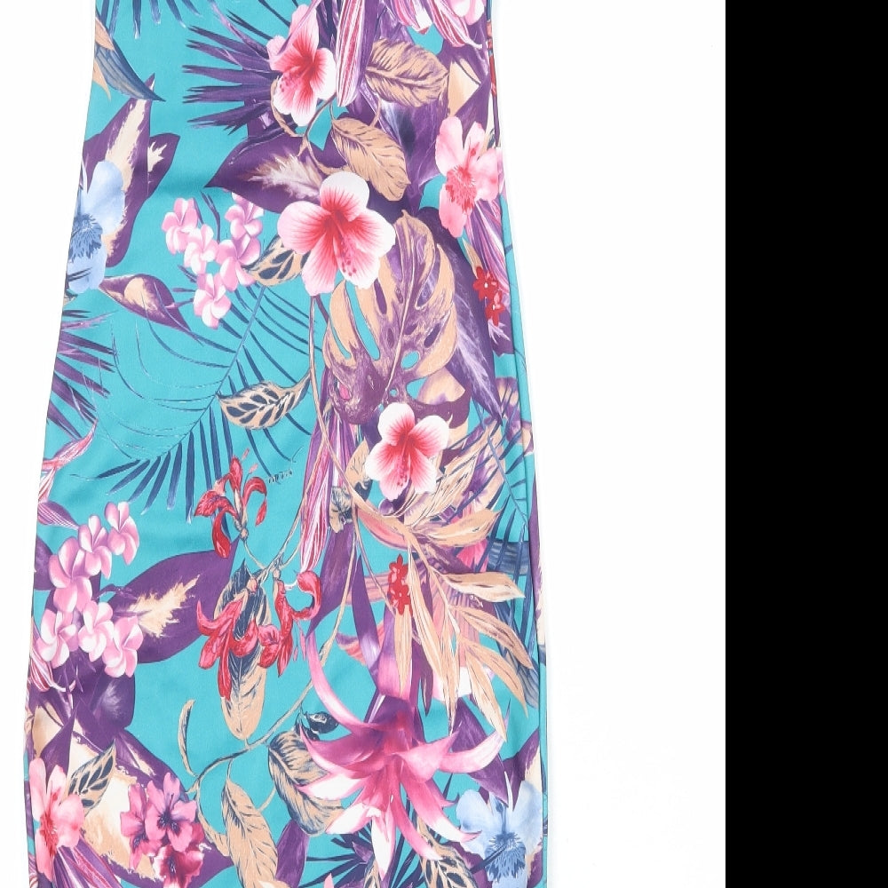 Blue Vanilla Womens Blue Floral Polyester Bodycon Size XS Sweetheart Pullover