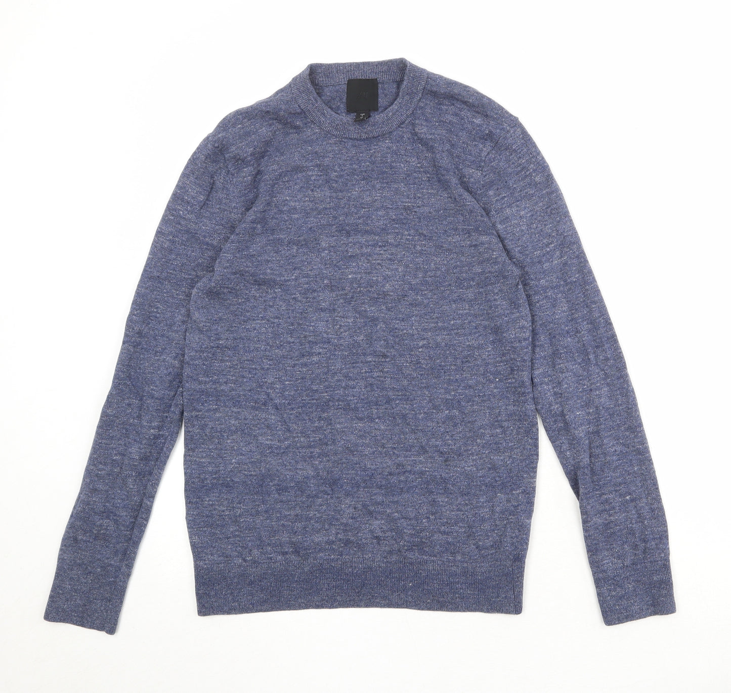H&M Mens Blue Round Neck Cotton Pullover Jumper Size S Long Sleeve