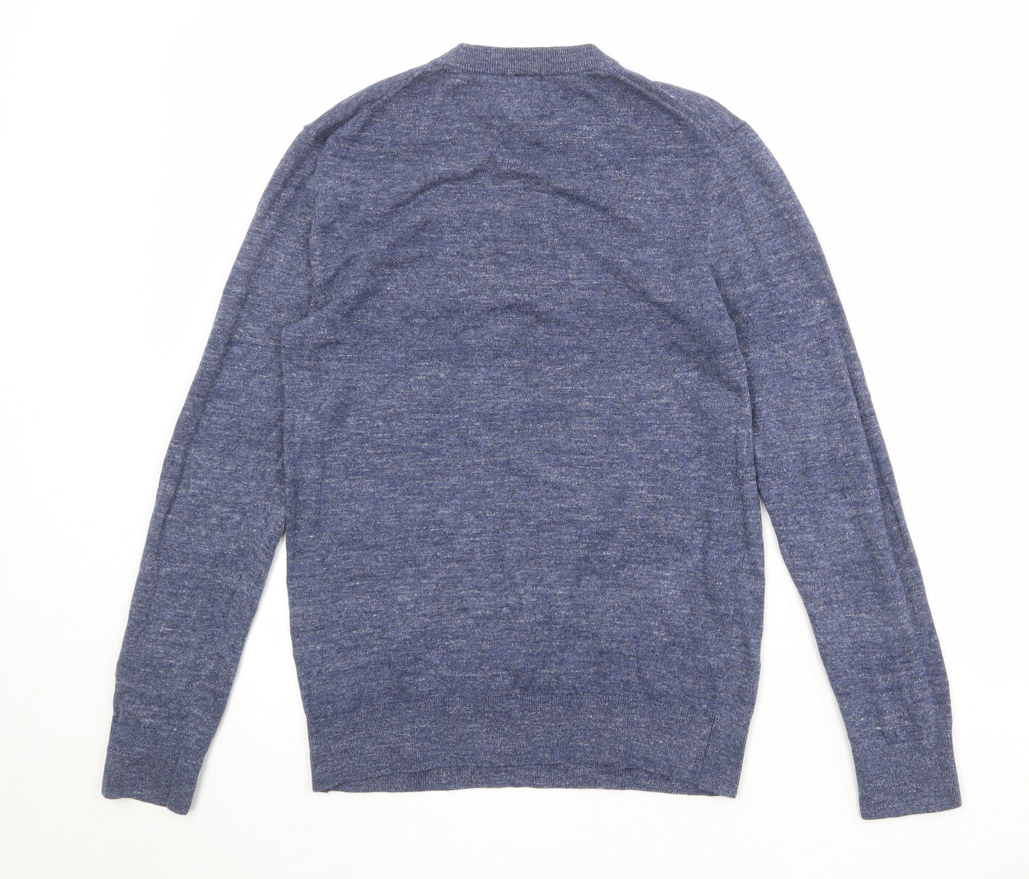 H&M Mens Blue Round Neck Cotton Pullover Jumper Size S Long Sleeve