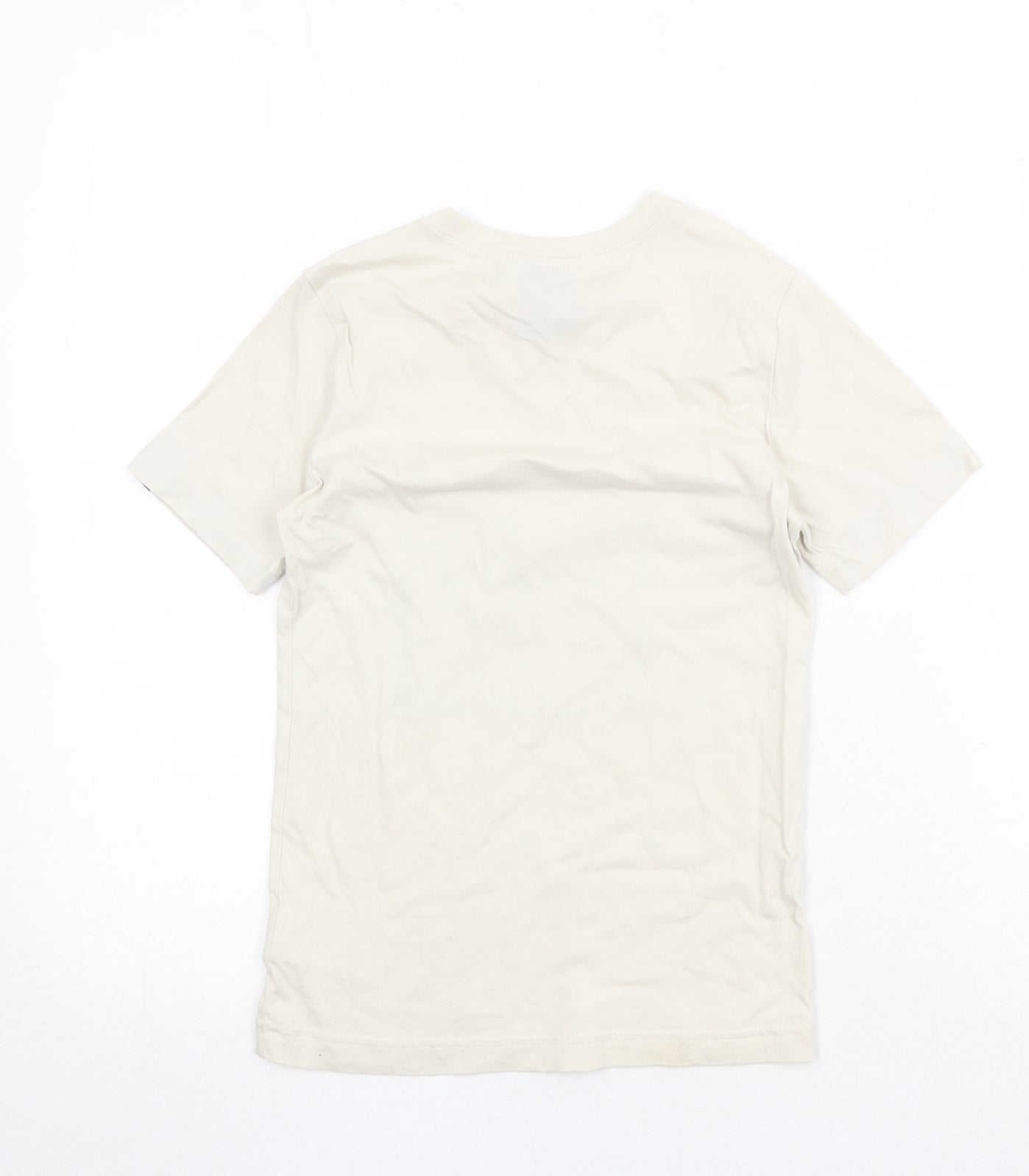 adidas Boys Ivory Cotton Pullover T-Shirt Size 9-10 Years Crew Neck Pullover
