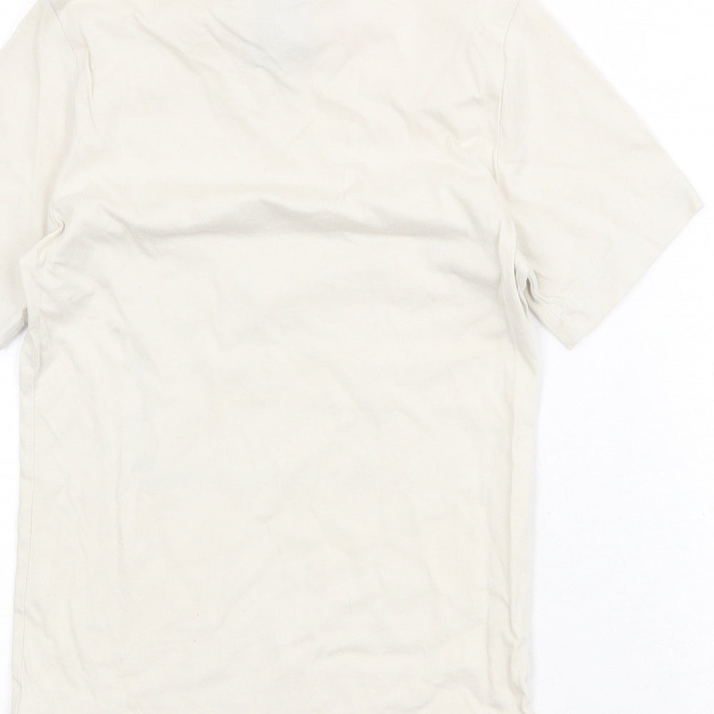 adidas Boys Ivory Cotton Pullover T-Shirt Size 9-10 Years Crew Neck Pullover