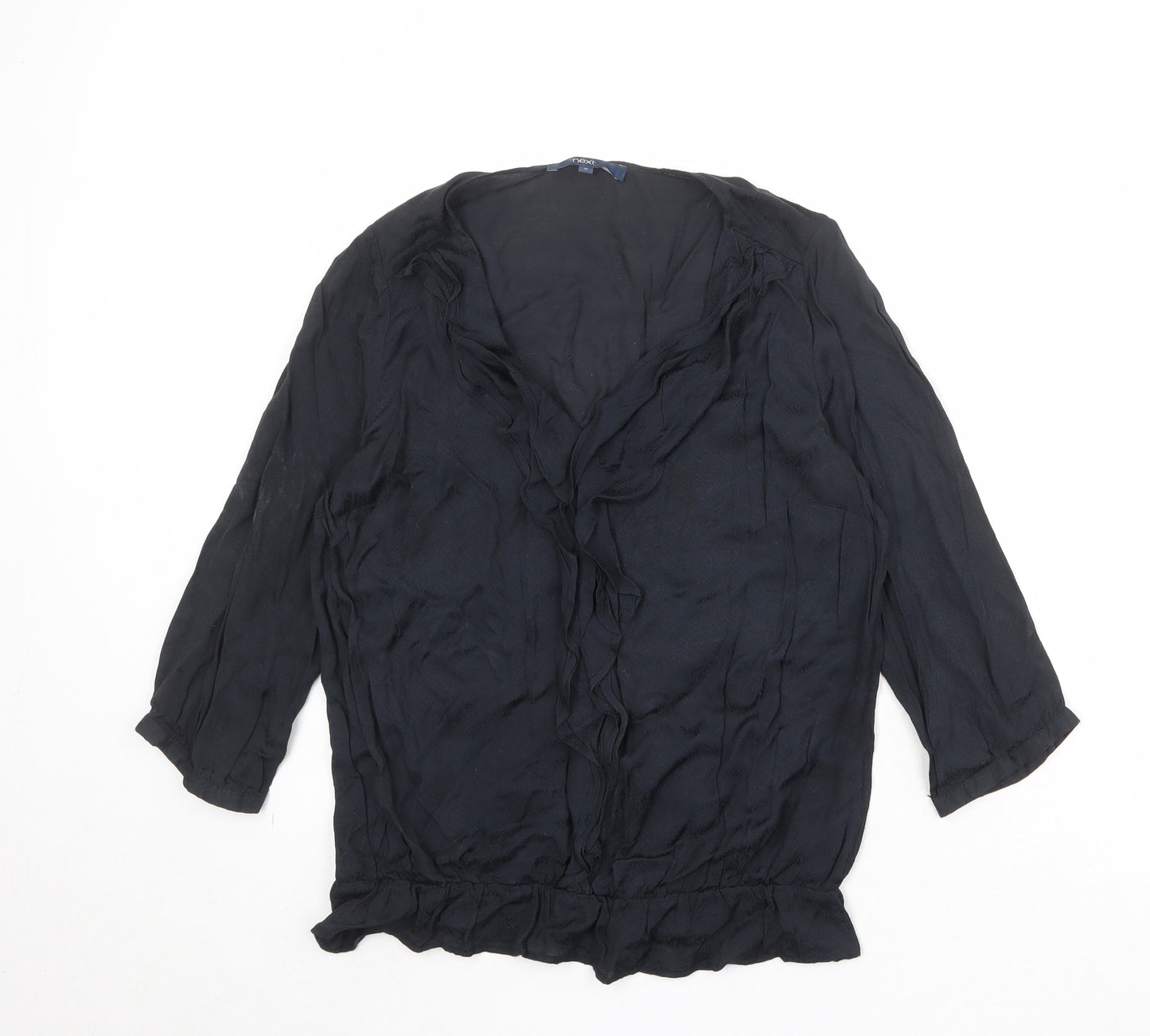 NEXT Womens Black Viscose Basic Blouse Size 10 V-Neck