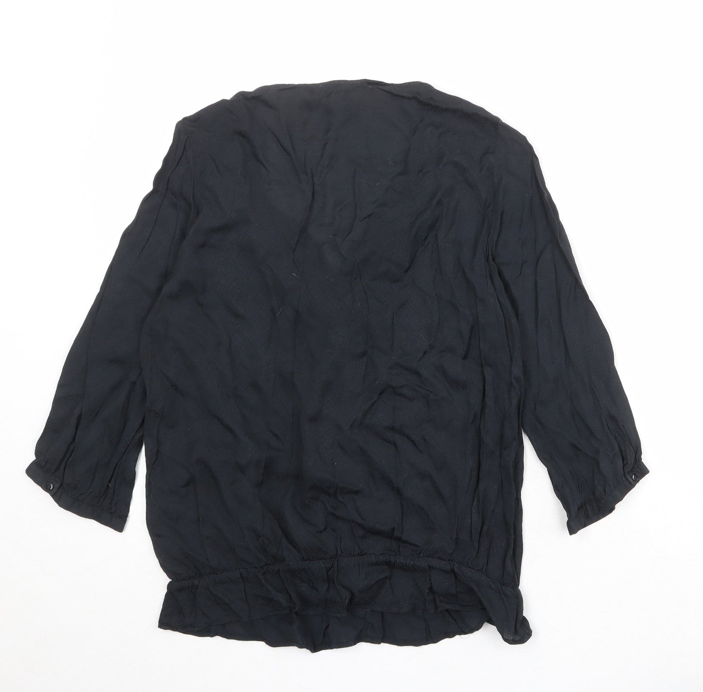 NEXT Womens Black Viscose Basic Blouse Size 10 V-Neck