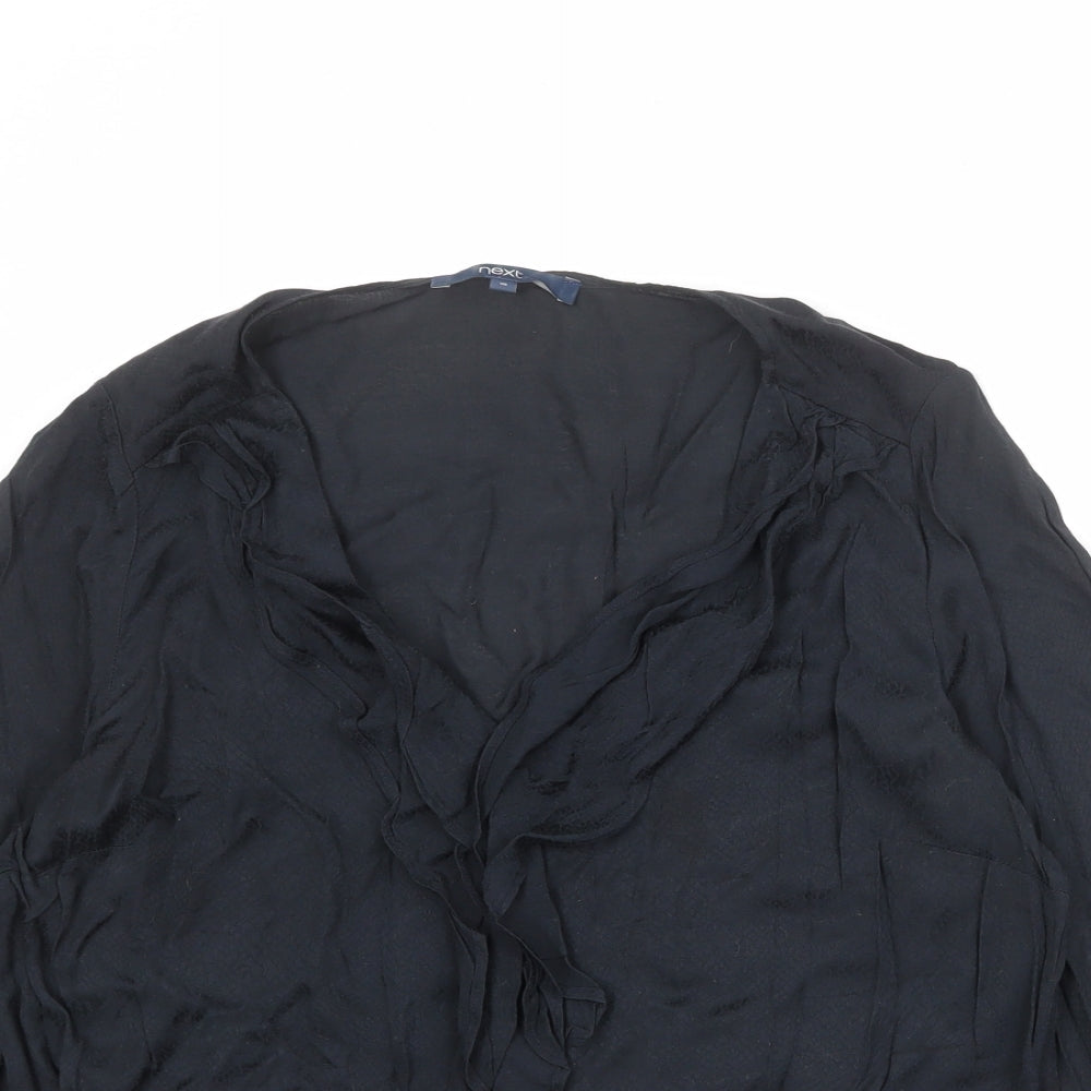 NEXT Womens Black Viscose Basic Blouse Size 10 V-Neck
