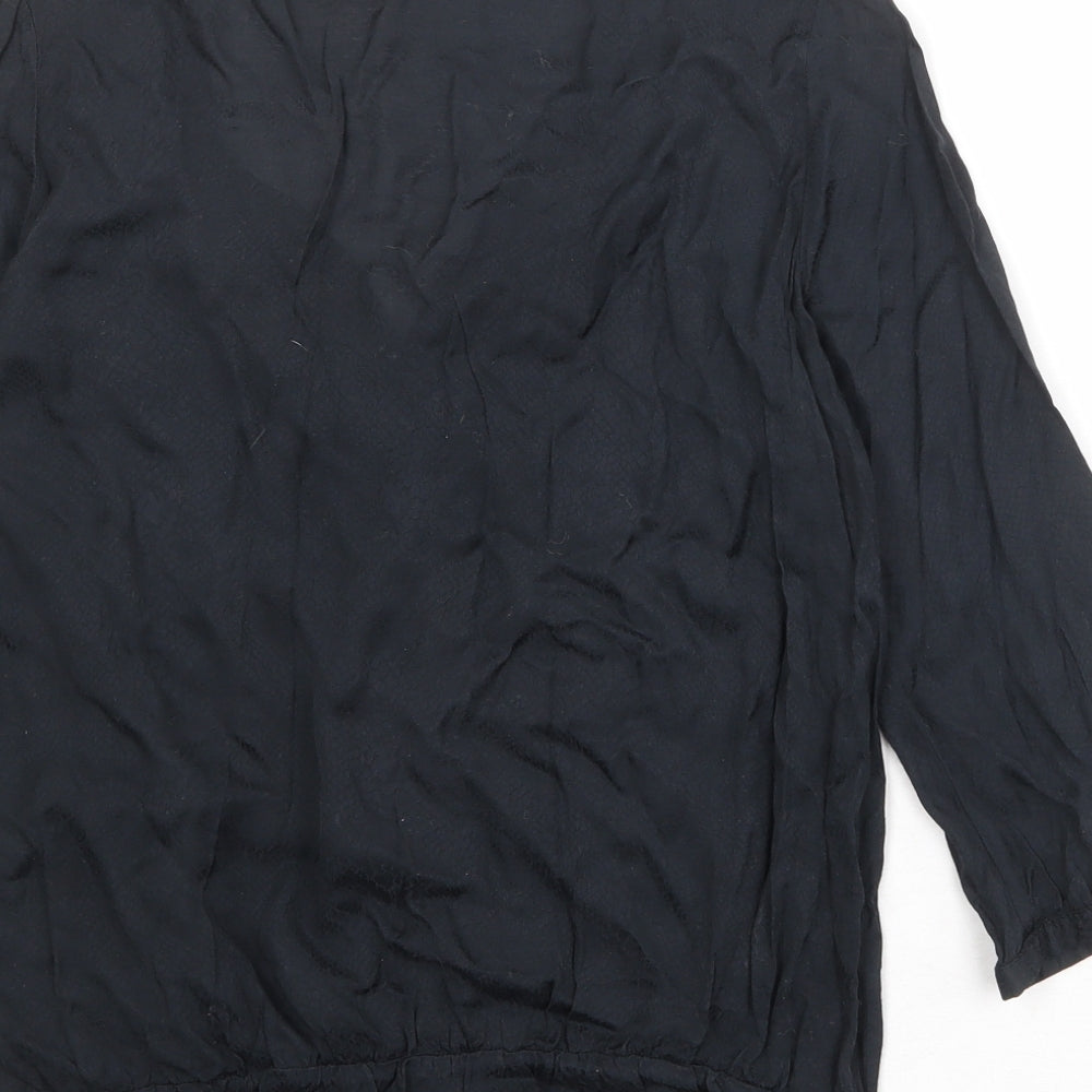 NEXT Womens Black Viscose Basic Blouse Size 10 V-Neck