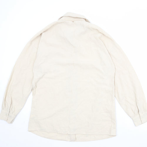 PRETTYLITTLETHING Womens Beige Polyester Basic Button-Up Size 12 Collared
